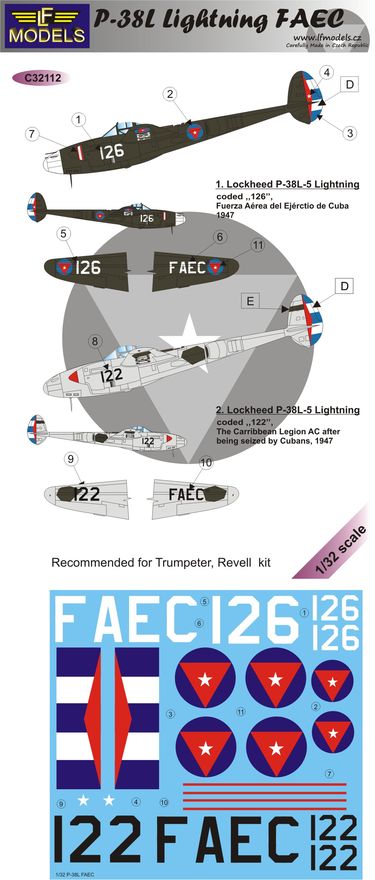LF Models LFMC32112 1:32 Lockheed P-38L Lightning Cuba 1947