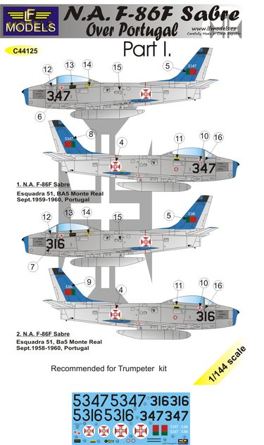 LF Models LFMC44125 1:144 North-American F-86F Sabre Over Portugal Part I.