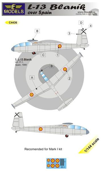 LF Models LFMC4436 1:144 LET L-13 Blanik over Spain