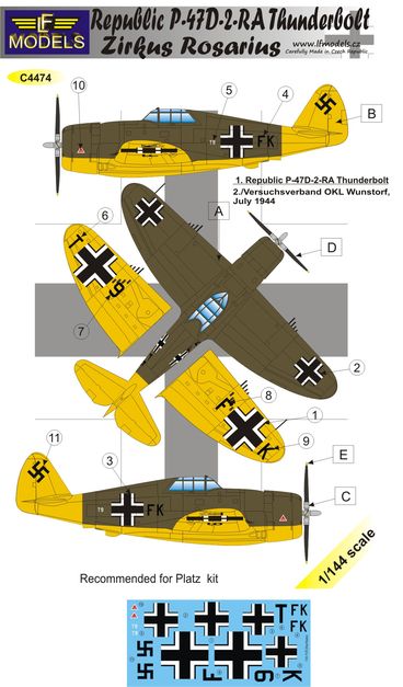 LF Models LFMC4474 1:144 Republic P-47D-2-RA Thunderbolt Zirkus Rosarius