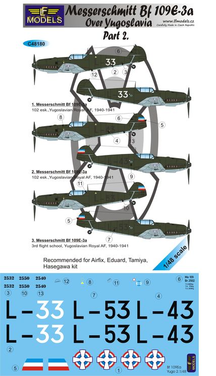LF Models LFMC48180 1:48 Messerschmitt Bf-109E3a Yugoslavia