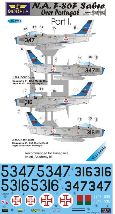 LF Models LFMC48201 1:48 North-American F-86F Sabre Over Portugal Part I.