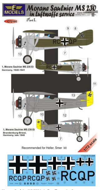 LF Models LFMC72195 1:72 Morane-Saulnier MS.230 in Luftwaffe service Part I
