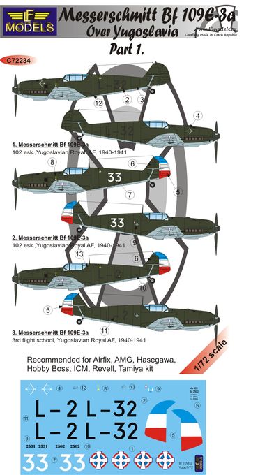 LF Models LFMC72234 1:72 Messerschmitt Bf-109E3a Yugoslavia