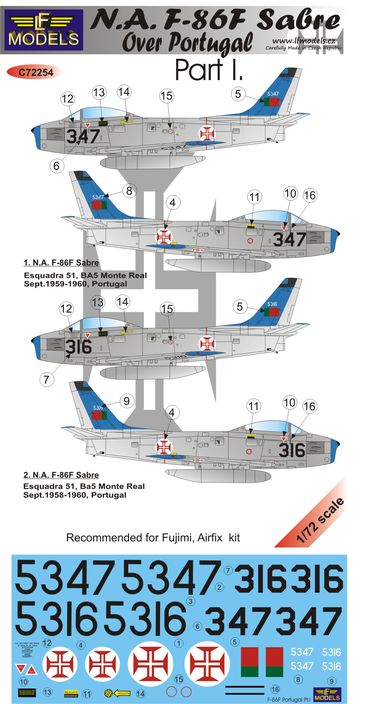 LF Models LFMC72254 1:72 North-American F-86F Sabre Over Portugal Part I.