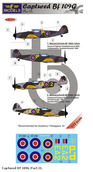 LF Models LFMC7249 1:72 RAF Captured Messerschmitt Bf-109G-14 Part II