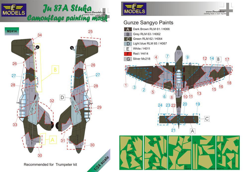 LF Models LFMM2414 1:24 Junkers Ju-87A 'Stuka' Camouflage Pattern Paint Mask