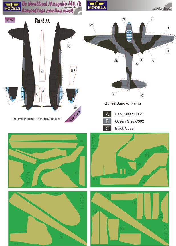 LF Models LFMM3234 de Havilland Mosquito Mk.IV Camo Masks Pt II 1:32