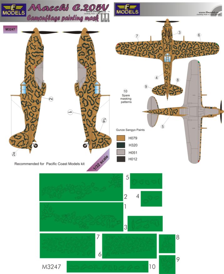 LF Models LFMM3247 1:32 Macchi C.205 Veltro camouflage pattern paint masks