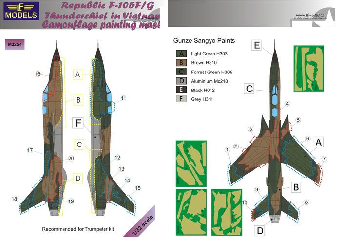 LF Models LFMM3254 1:32 Republic F-105F/G Thunderchief camouflage masks