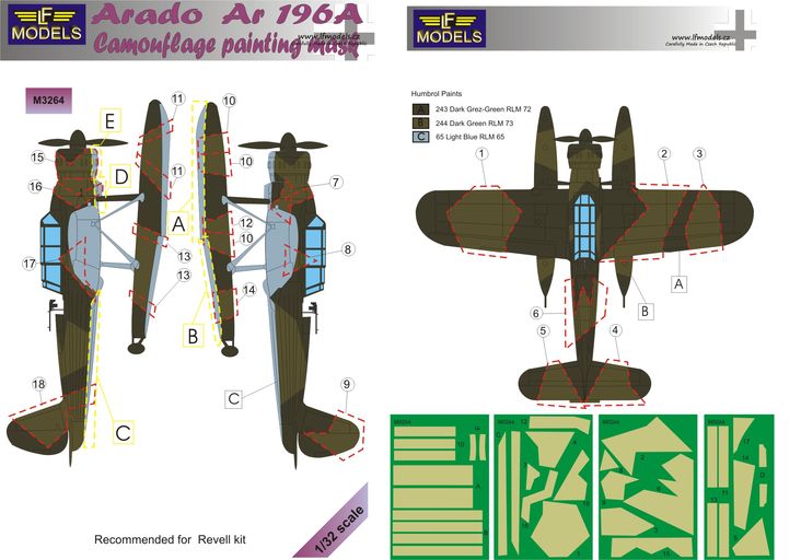 LF Models LFMM3264 1:32 Arado Ar-196A camouflage pattern paint masks
