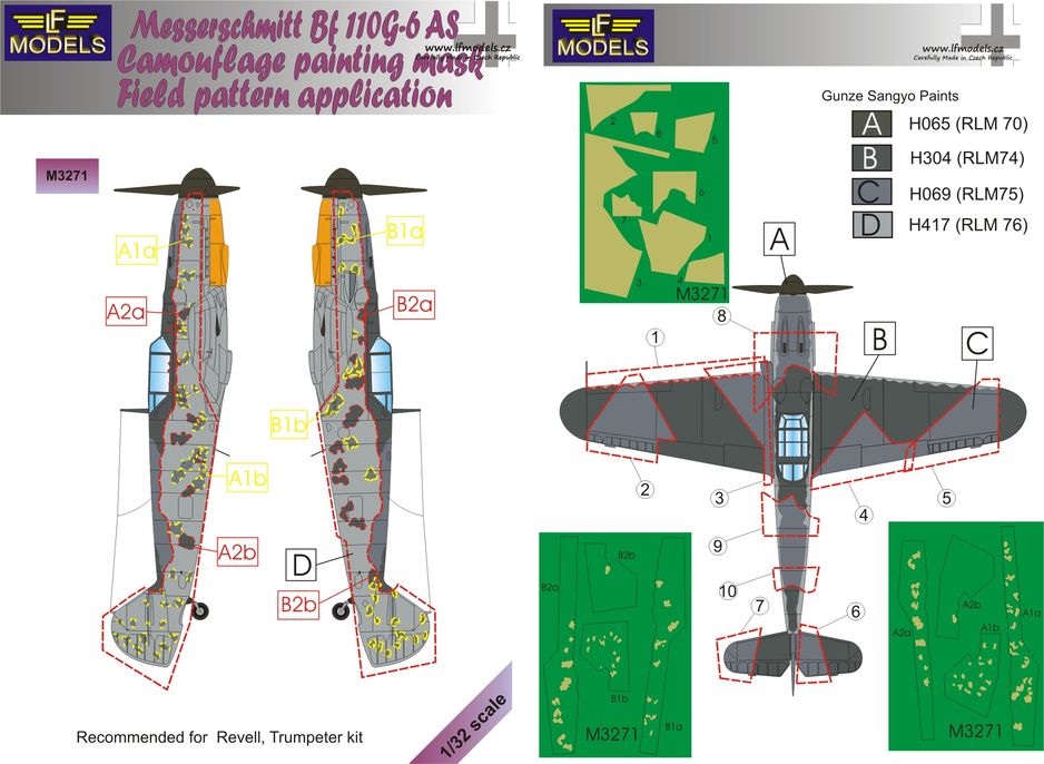 LF Models LFMM3271 1:32 Messerschmitt Bf-109G-6 AS camouflage masks