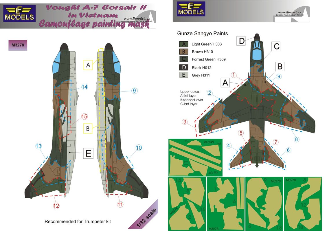 LF Models LFMM3278 1:32 LTV A-7D Corsair II in Vietnam camouflage mask