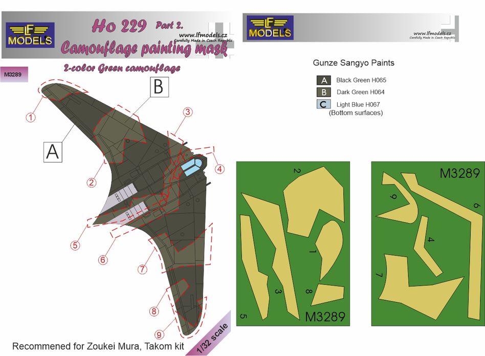 LF Models LFMM3289 1:32 Horton Ho-229A Part 2 camouflage pattern paint mask