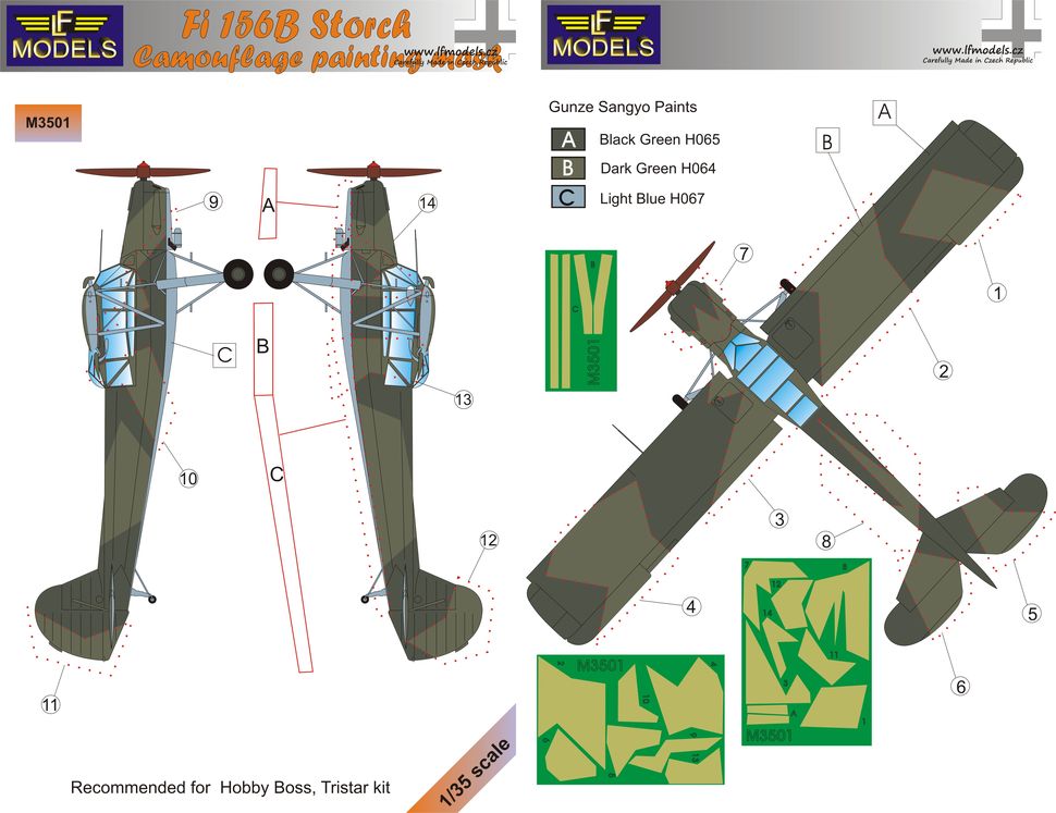 LF Models LFMM3501 Fieseler Fi-156 Storch Camo Paint Masks 1:35