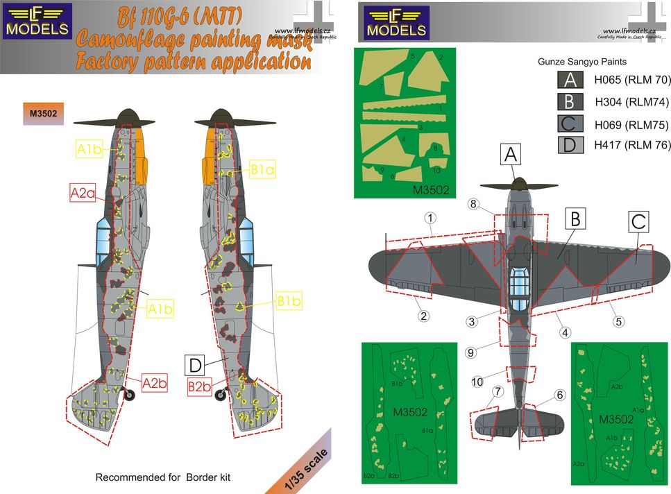 LF Models LFMM3502 1:35 Messerschmitt Bf-109G-6 camouflage pattern paint mask