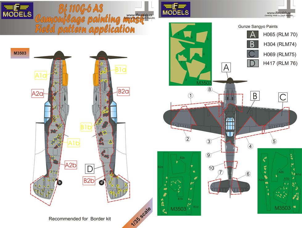 LF Models LFMM3503 1:35 Messerschmitt Bf-109G-6AS camouflage pattern paint mask