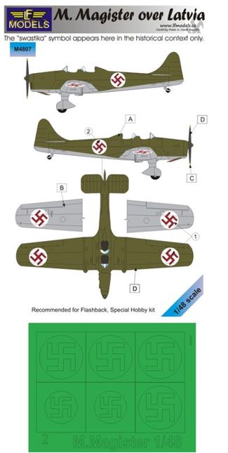 LF Models LFMM4807 1:48 Miles Magister over Latvia National Insignia paint masks