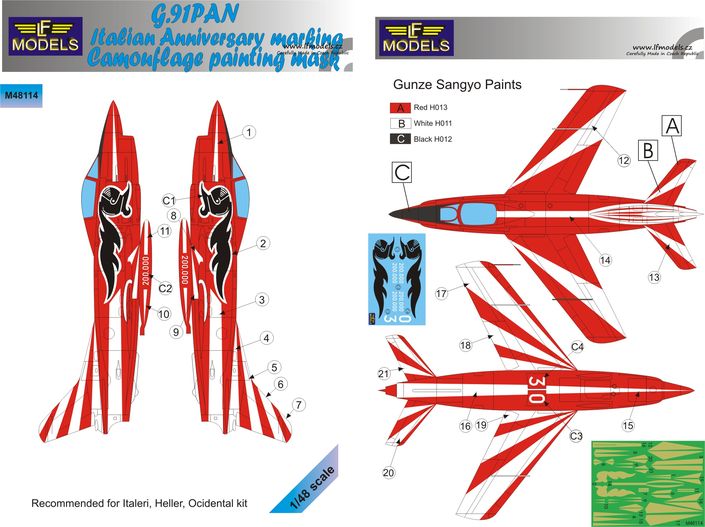 LF Models LFMM48114 Fiat G.91PAN Gina Italian Anniversary Masks 1:48