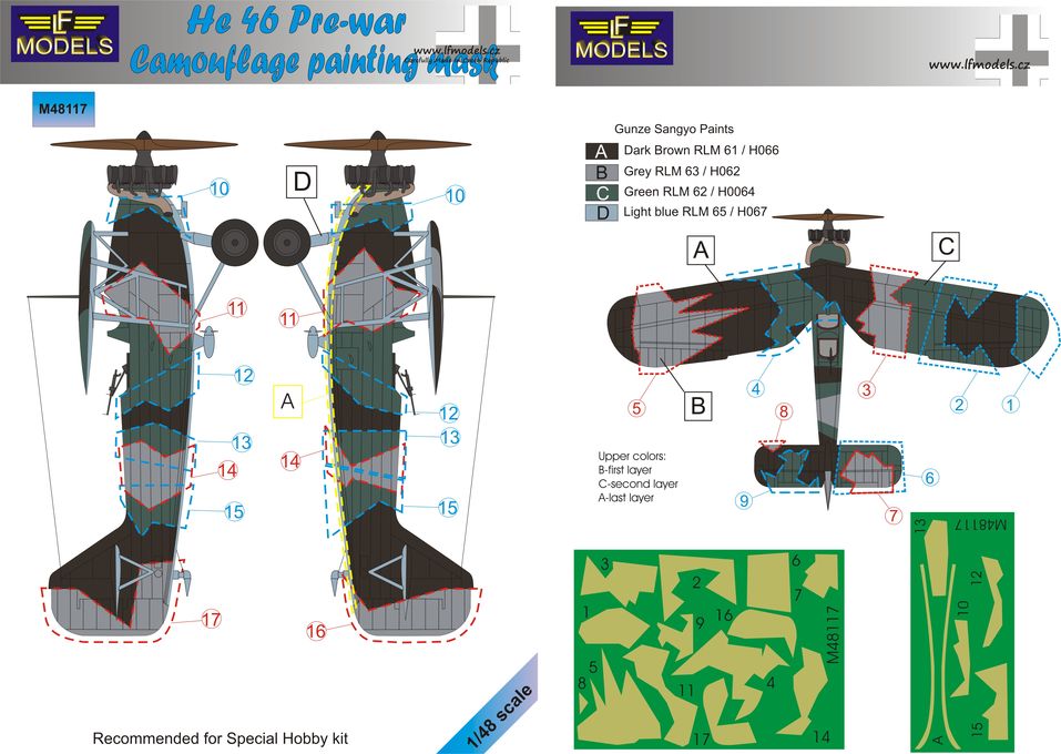 LF Models LFMM48117 1:48 Heinkel He-46C pre-war camouflage pattern paint mask