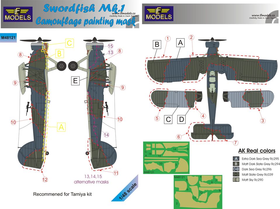 LF Models LFMM48121 1:48 Fairey Swordfish Mk.I camouflage pattern paint mask