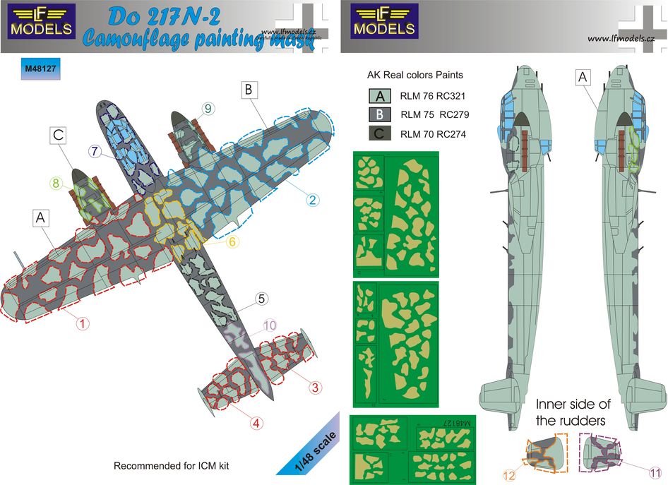 LF Models LFMM48127 1:48 Dornier Do-217N-2 camouflage pattern paint mask