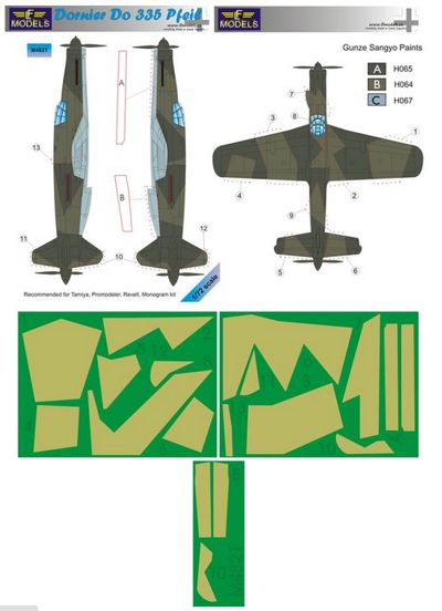 LF Models LFMM4821 1:48 Dornier Do-335 Pfeil camouflage pattern paint masks