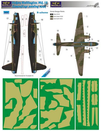 LF Models LFMM4830 Vickers Wellington Mk.IC B-Scheme Masks 1:48