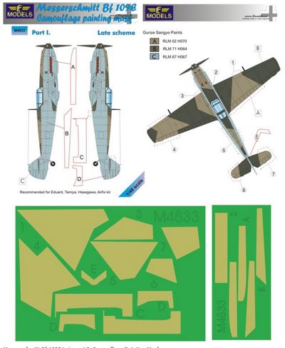 LF Models LFMM4833 Bf-109E Late Pt I Camo Paint Masks 1:48