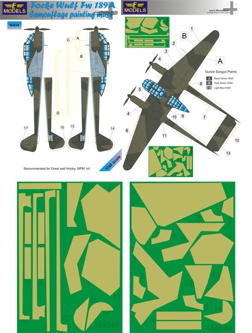 LF Models LFMM4849 1:48 Focke-Wulf Fw-189A-1 camouflage pattern paint masks