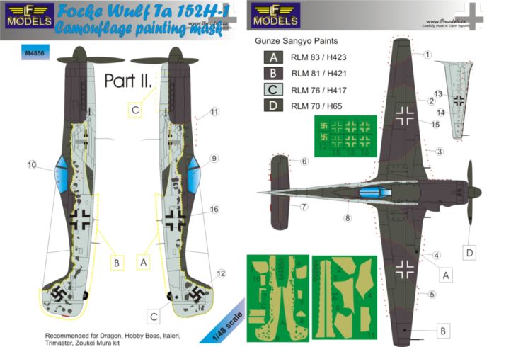 LF Models LFMM4856 1:48 Focke-Wulf Ta-152H-1 Part II camouflage masks