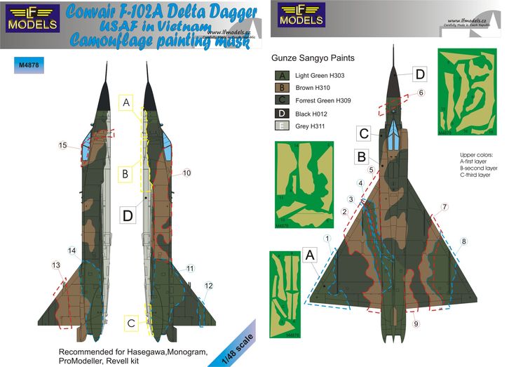LF Models LFMM4878 F-102A Delta Dagger Vietnam Camo Masks 1:48