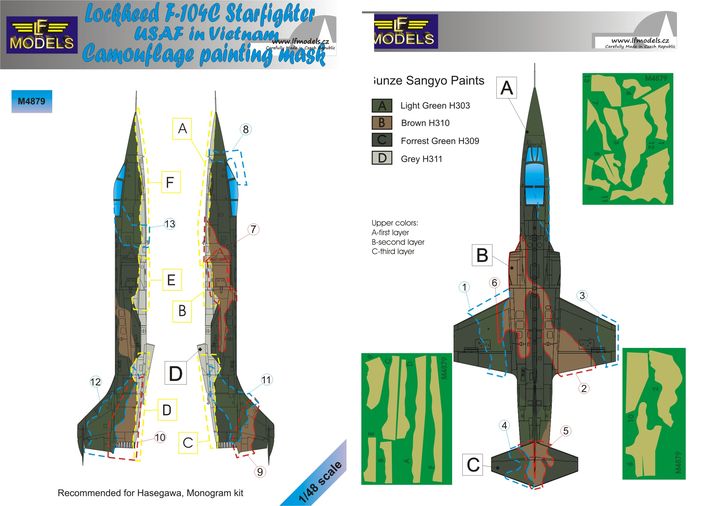 LF Models LFMM4879 F-104C Starfighter Vietnam Camo Masks 1:48