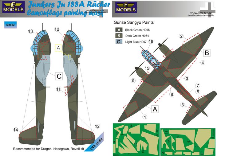 LF Models LFMM4882 1:48 Junkers Ju-188A Racher/Racher camouflage masks