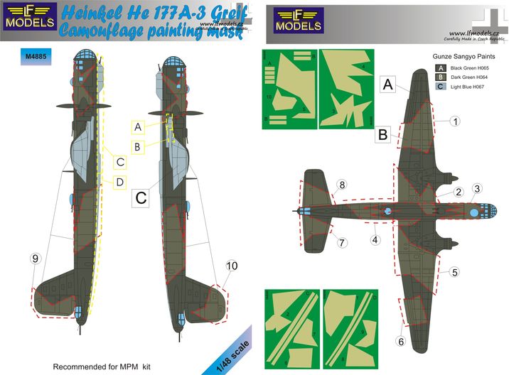 LF Models LFMM4885 1:48 Heinkel He-177A-3 Greif camouflage pattern paint masks