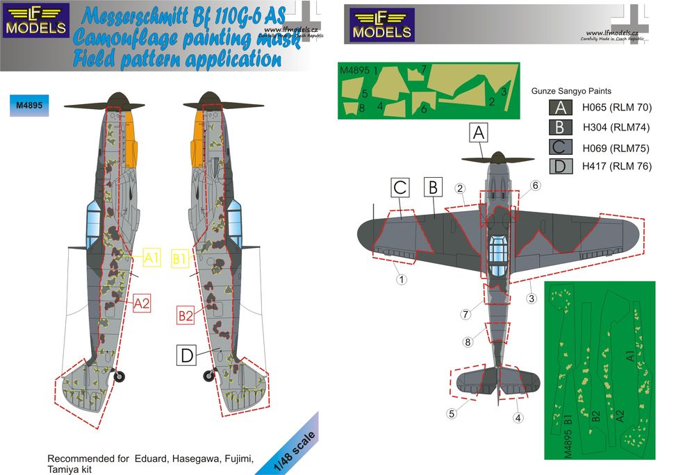 LF Models LFMM4895 1:48 Messerschmitt Bf-109G-6 AS camouflage masks