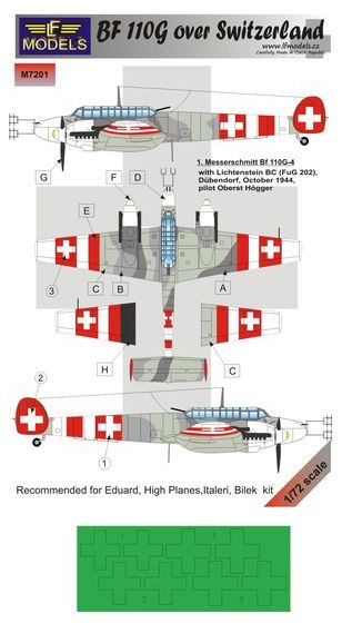 LF Models LFMM7201 Bf-110G Swiss National Insignia Masks 1:72