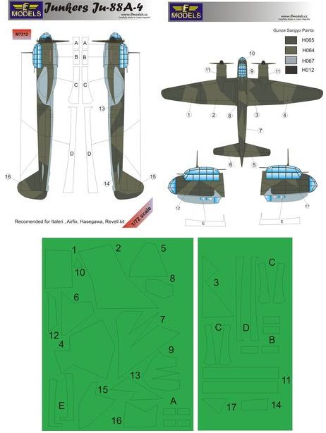 LF Models LFMM7212 1:72 Junkers Ju-88A-4 camouflage pattern paint masks