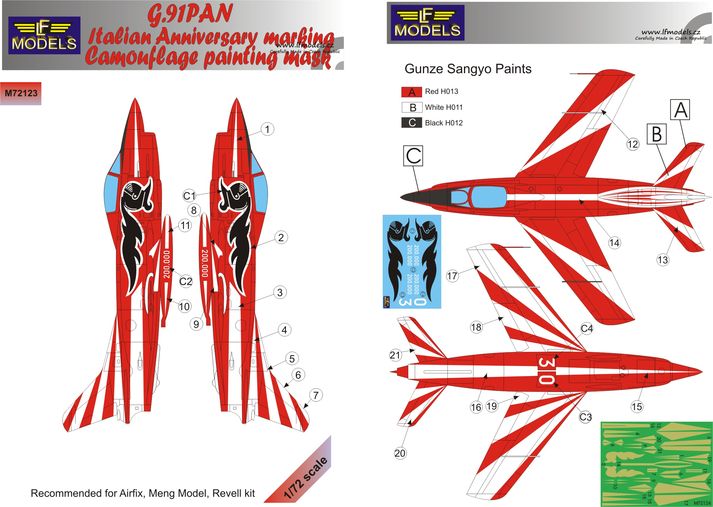 LF Models LFMM72123 Fiat G.91PAN Gina Italian Anniversary Masks 1:72