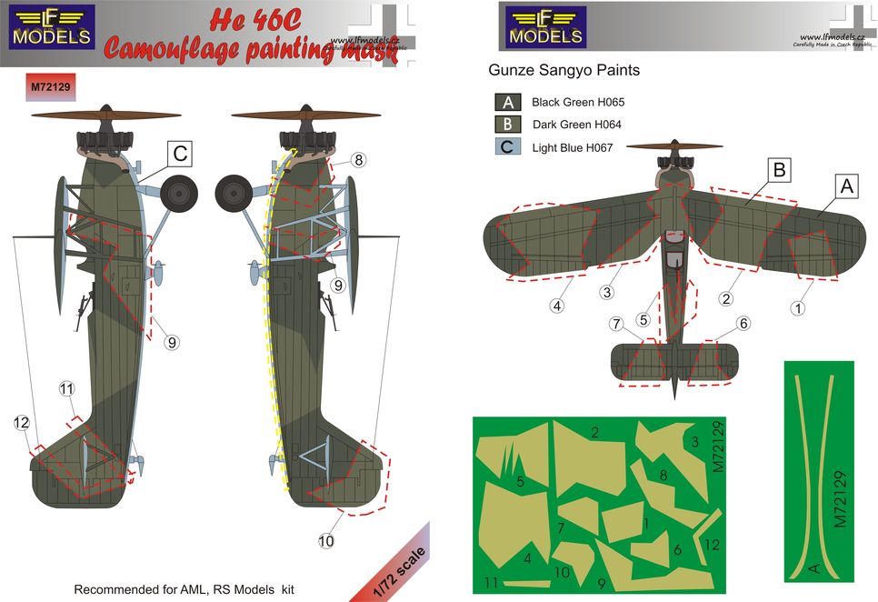 LF Models LFMM72129 Heinkel He-46C Camo Paint Masks 1:72