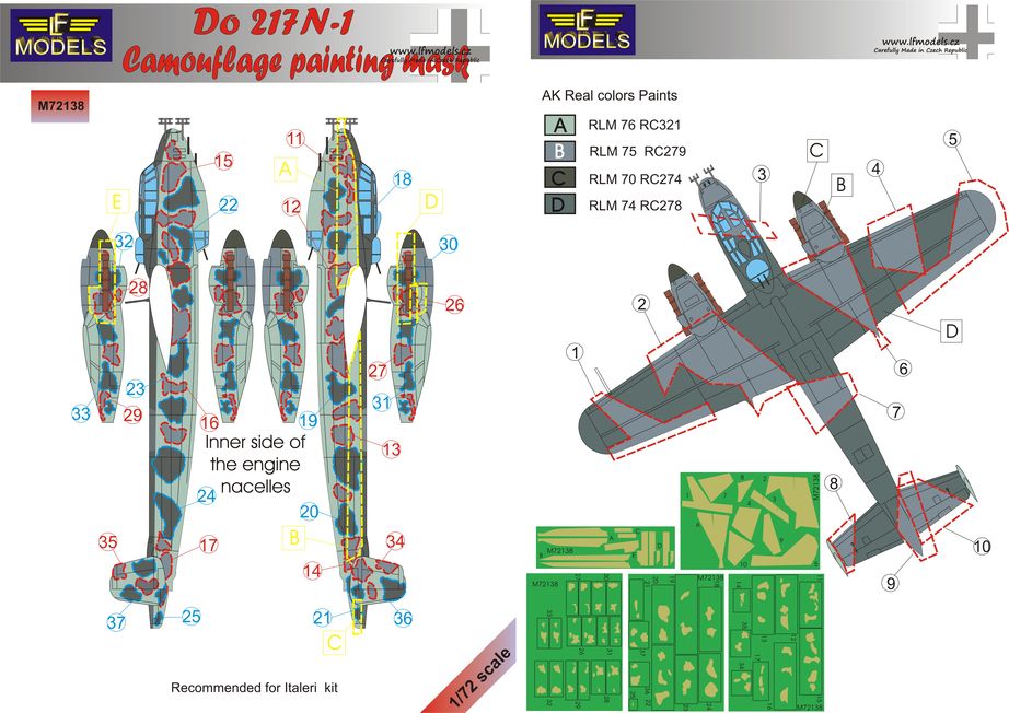 LF Models LFMM72138 1:72 Dornier Do-217N-1 camouflage pattern paint mask