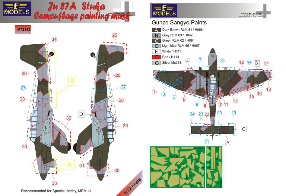 LF Models LFMM72143 1:72 Junkers Ju-87A 'Stuka' Camouflage Pattern Paint Mask