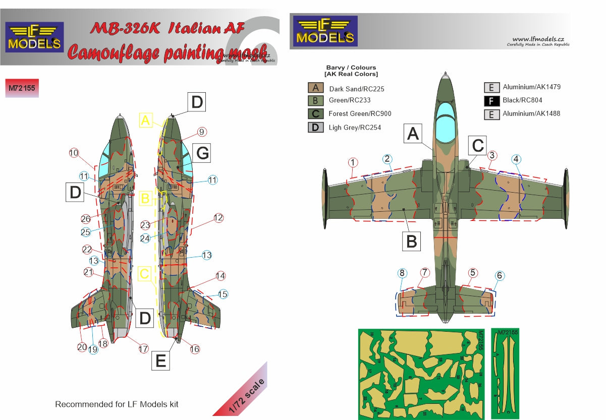 LF Models LFMM72155 1:72 Aermacchi MB-326K Italian AF camouflage mask