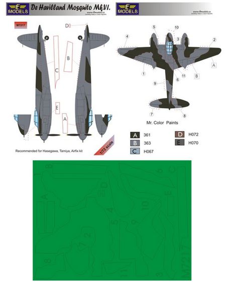 LF Models LFMM7217 1:72 de Havilland Mosquito Mk.VI camouflage masks
