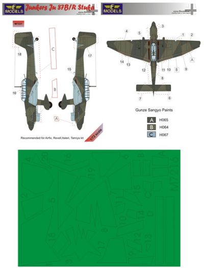 LF Models LFMM7221 Ju-87B/R/G Stuka Camo Paint Masks 1:72