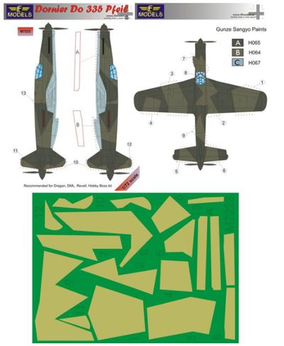 LF Models LFMM7223 1:72 Dornier Do-335A Pfeil camouflage pattern paint masks