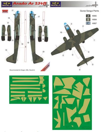 LF Models LFMM7226 1:72 Arado Ar-234B camouflage pattern paint masks