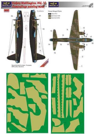 LF Models LFMM7231 Vickers Wellington Mk.IA/C Camo Masks 1 1:72