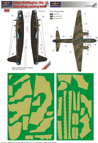 LF Models LFMM7232 Vickers Wellington Mk.IA/C Camo Masks 2 1:72