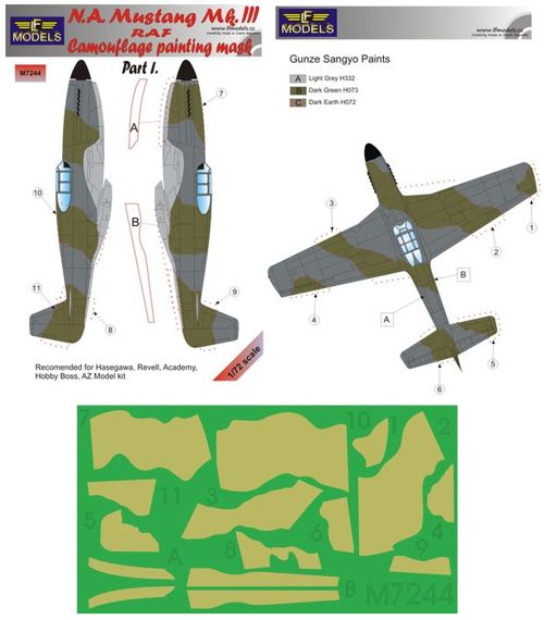 LF Models LFMM7244 Mustang Mk.III RAF Pt.I Camo Paint Masks 1:72